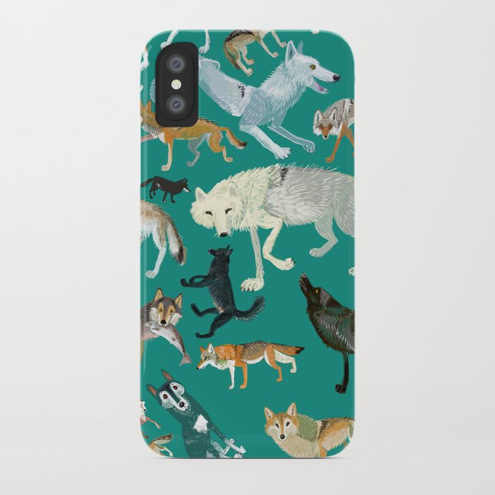 Wolves of the World Green pattern iPhone Case