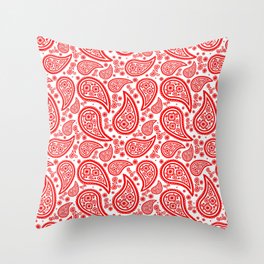 Paisley (Red & White Pattern) Throw Pillow