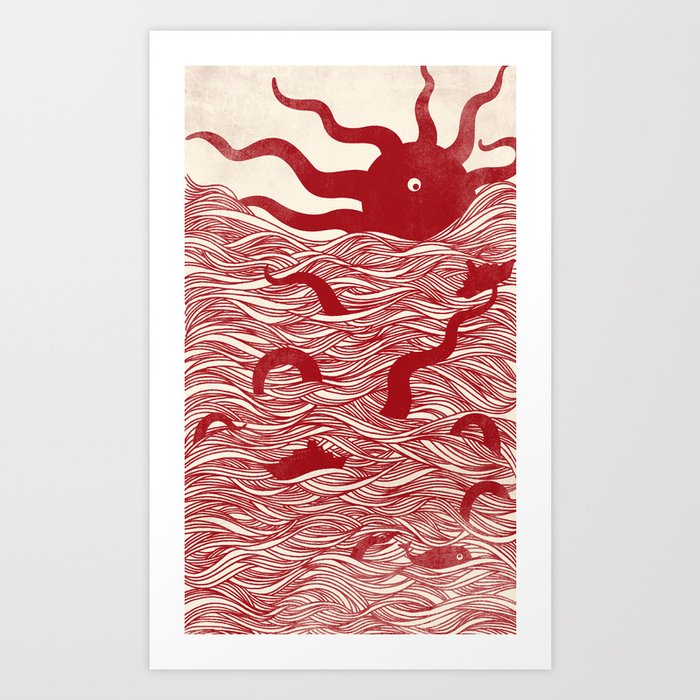 Octopus The Rising Sun Art Print
