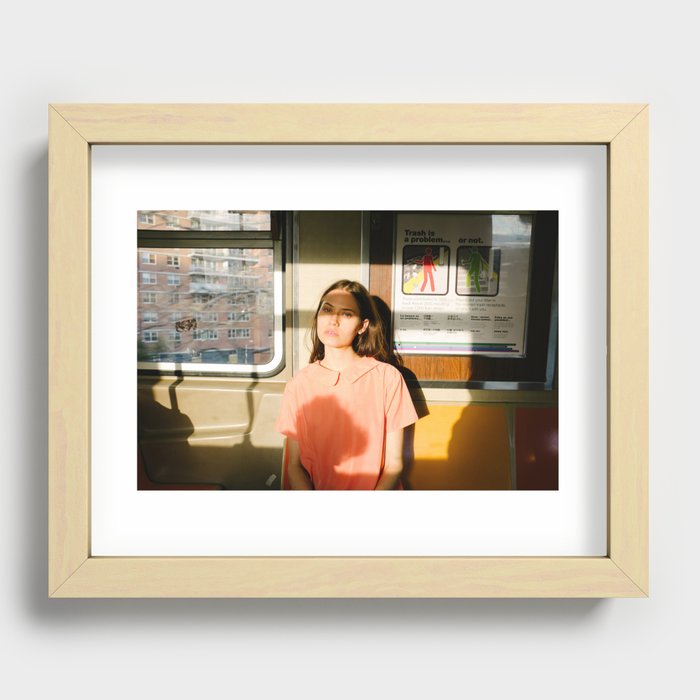 Girl on train Recessed Framed Print