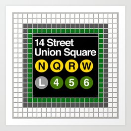 subway union square sign Art Print