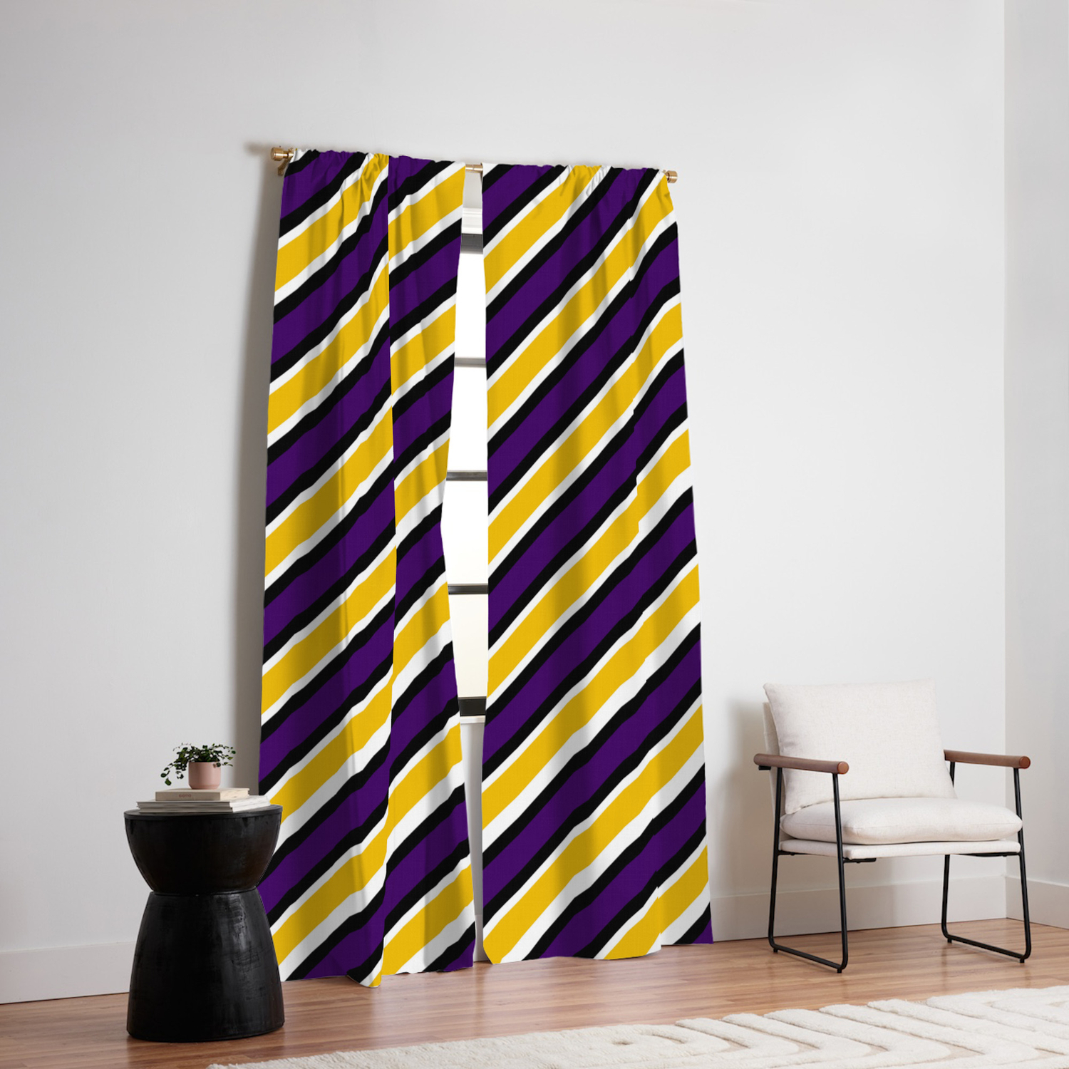 Team Colors 1 Purple Gold White Black Diagonal Stripe Blackout