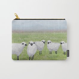 sheep and queen anne’s lace Carry-All Pouch | Sheep, Woolywool, Whimsical, Purple, Ewe, Drawing, Greengrass, White, Skyblue, Sheepies 