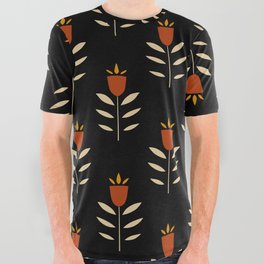 Mid century blossom tulips pattern All Over Graphic Tee