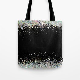 Black Holographic Glitter Pretty Glam Elegant Sparkling Tote Bag