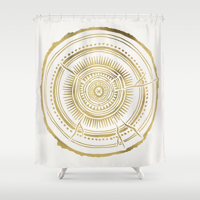 Quaking Aspen Gold Tree Rings Shower Curtain By Catcoq Society6