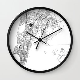 Mumbai White Map Wall Clock