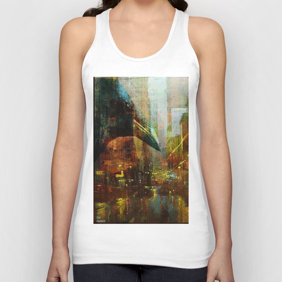 Crow in the geometrical city Unisex Tank Top
