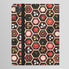 Traditional Japanese Kikkou Tortoise Shell Goemetric Hexagon Pattern - Bold Fall Colors iPad Folio Case