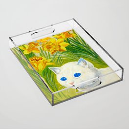 Feline Amongst Daffodils by Louis Wain Acrylic Tray