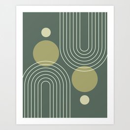 Mid Century Modern Geometric 209 in Sage Green Art Print