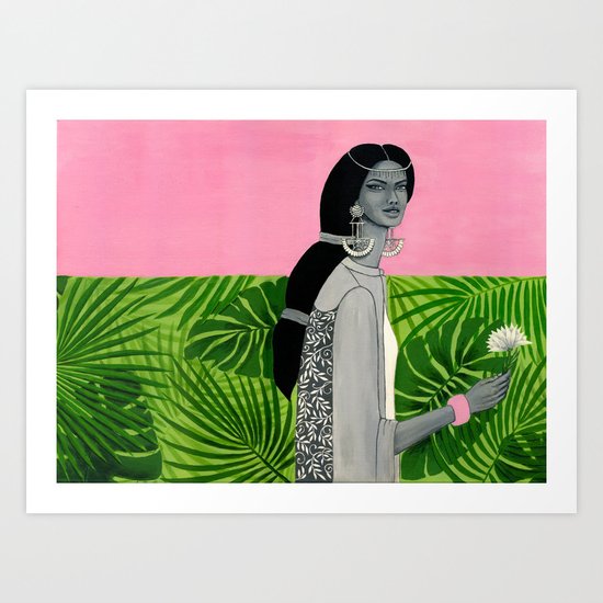 girl with a flower Art Print
