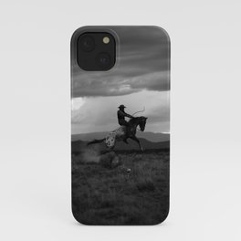 Black and White Cowboy Being Bucked Off iPhone Case