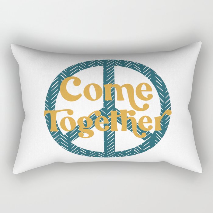 Come Together Peace Sign Rectangular Pillow