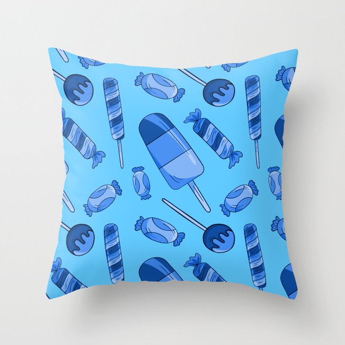 Cute Candy Lollies Sweets Pattern In Blue Girls Kids Decor Throw