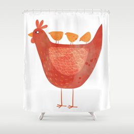 Hen and Chicks Shower Curtain