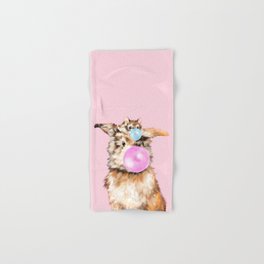 Hamster, Rabbit Blowing Bubble Gum Pink Hand & Bath Towel