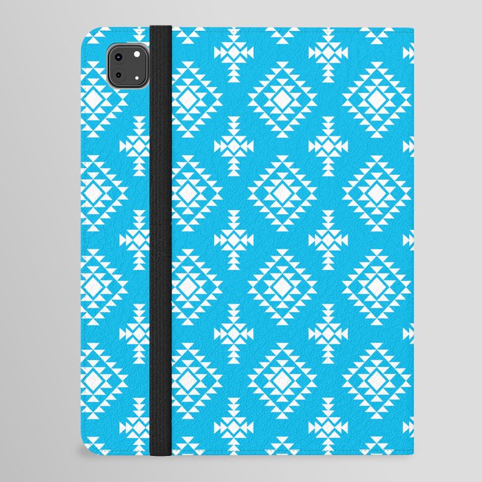 Turquoise and White Native American Tribal Pattern iPad Folio Case