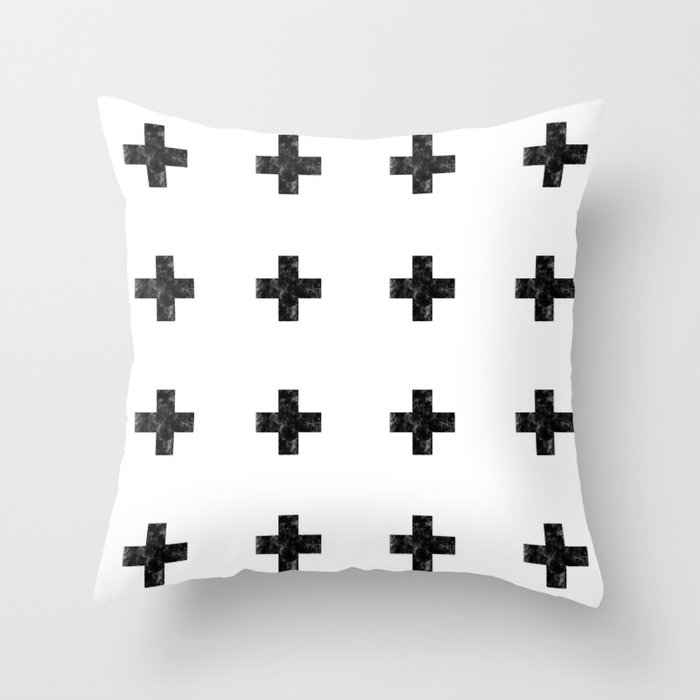 Watercolor Swiss Cross (White) Throw Pillow