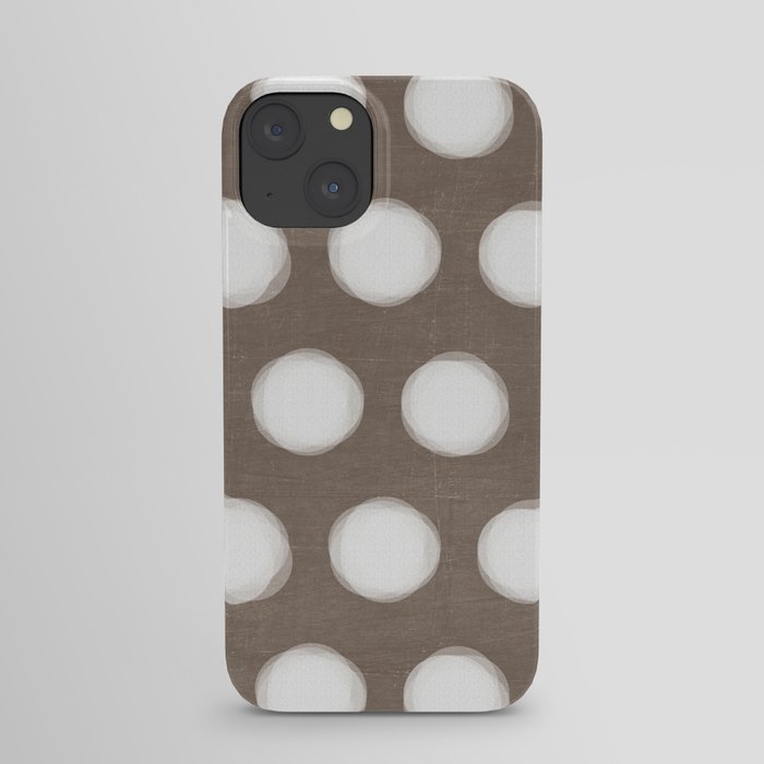 painted polka dots - brown and white iPhone Case