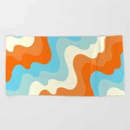 Vintage Summer Palette Mid-Century Minimalist Waves Abstract Art Beach Towel