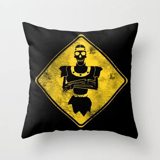 Dragon's Lair Warning Sign Throw Pillow