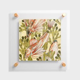 Vintage Art Nouveau Red Fish and Algae Leaves  Floating Acrylic Print