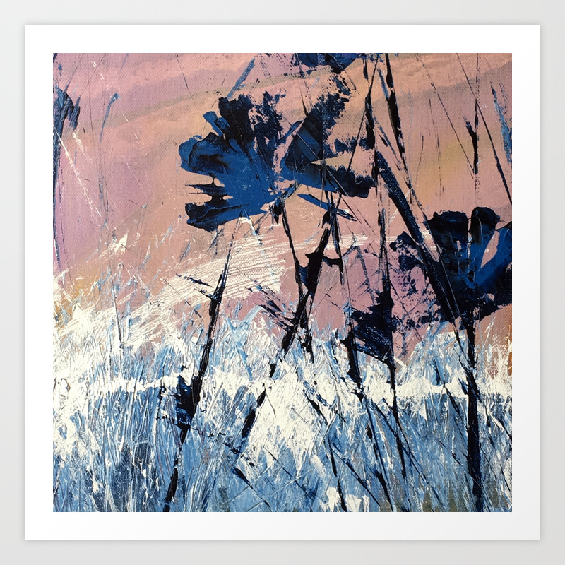 Abstract Flowers Blue Purple Field Lavender Landscape By Jodi