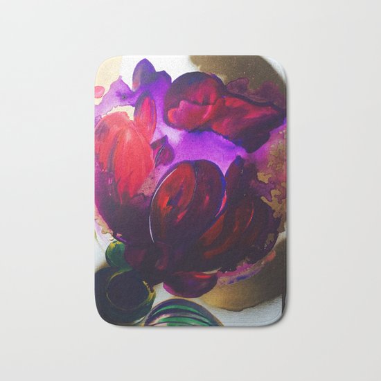 Purple and Gold Poppies Maybe? Bath Mat