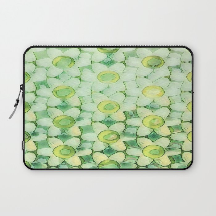 Modern Daisy Pattern Yellow Green Laptop Sleeve