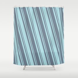 [ Thumbnail: Powder Blue & Slate Gray Colored Stripes Pattern Shower Curtain ]