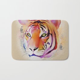 Beautiful Colorful Tiger Watercolor Painting Bath Mat