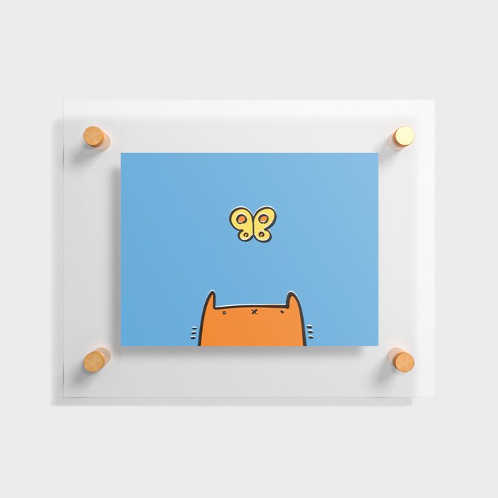 Butterfly and a cat Floating Acrylic Print