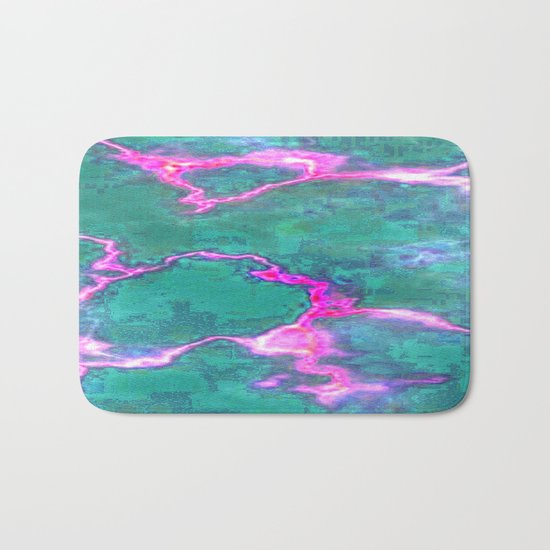 Marbled Green with Hot Pink Bath Mat