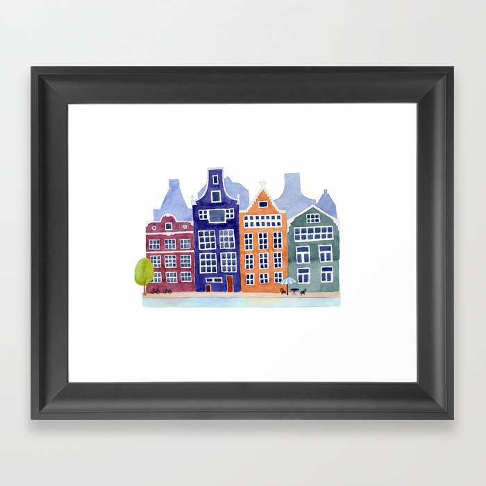 Watercolor Amsterdam Framed Art Print