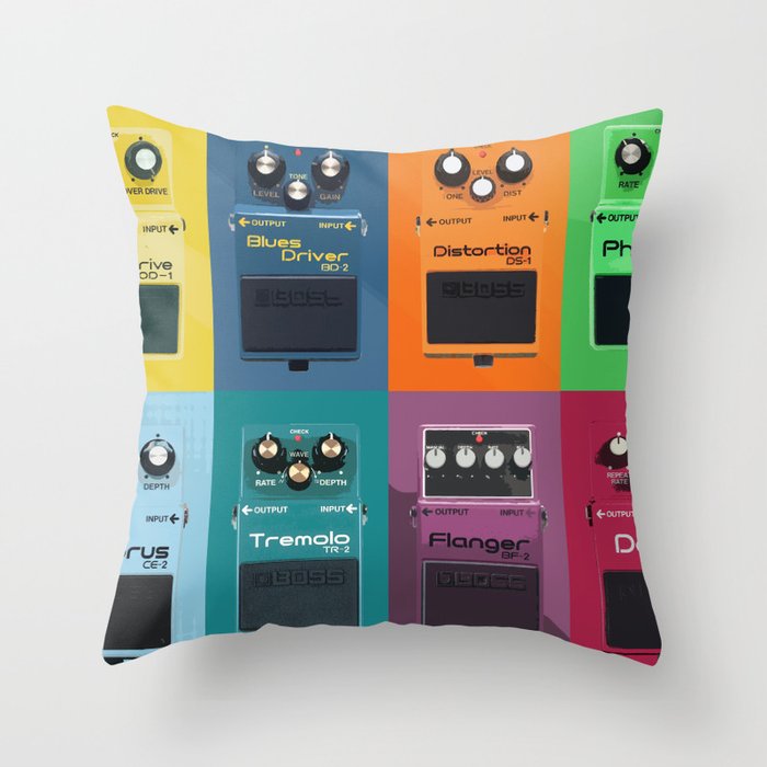 Guitar Pedals (Pop Art Style) Throw Pillow