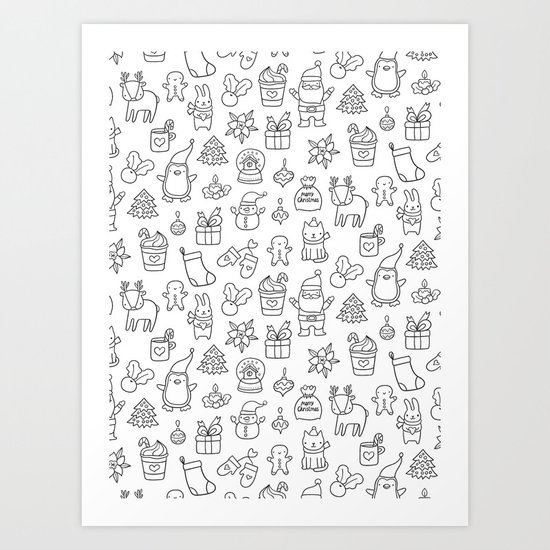Merry Christmas Doodles Art Print By Annaalexeeva Society6