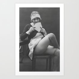 Love letters; with all my love to you; female roaring twenties flapper in garter belt and stockings female portrait black and white photograph - photography - photographs Art Print | Loveletters, White, Photographs, Black And White, Female, Sexy, Girlpower, Glamour, Black, French 