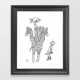 Giraffe Hydra - Black and White Framed Art Print