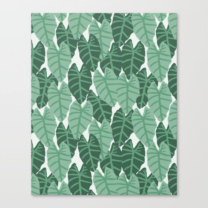 Alocasia indoor house plant hipster watercolor plant pattern botanical leaves green painting home Canvas Print