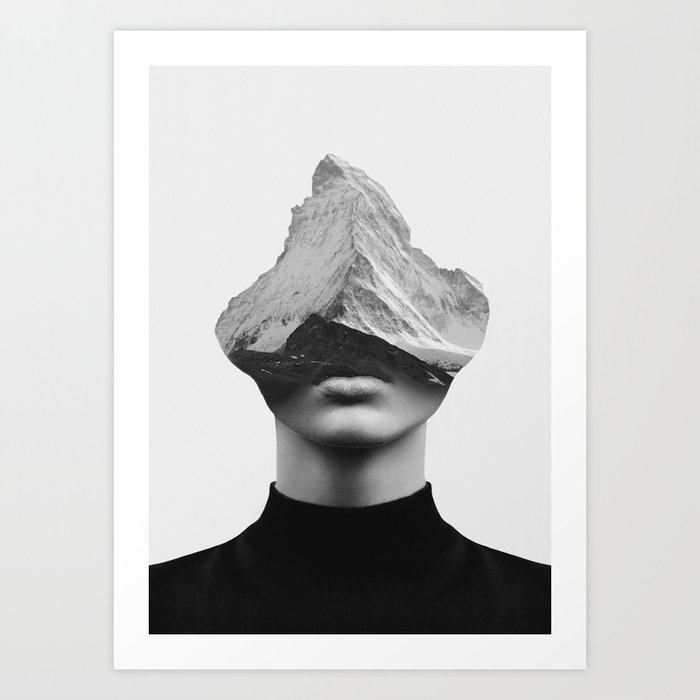INNER STRENGTH Kunstdrucke | Fotografie, Digital, Digital-manipulation, Double-exposure, Black-&-white, People, Berge