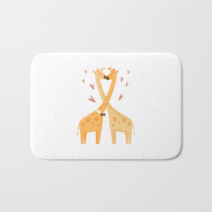 Giraffes in Love - A Valentine's Day Bath Mat