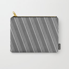 [ Thumbnail: Dark Grey & Dim Grey Colored Lines Pattern Carry-All Pouch ]
