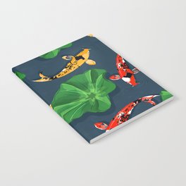 RED and YELLOW Koi in BLUE Water Art Print Notebook