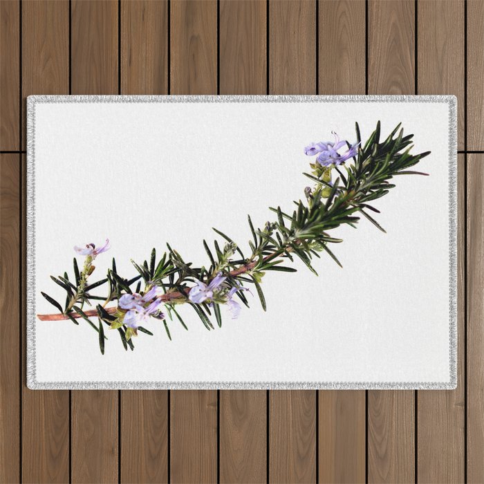 Rosemary With Flowers Outdoor Rug