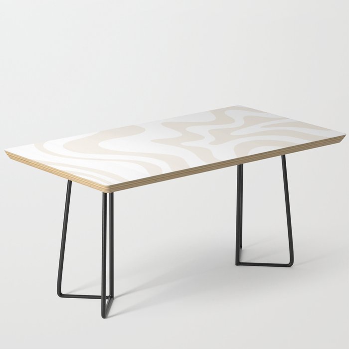 Liquid Swirl Abstract Pattern in Pale Beige and White Coffee Table