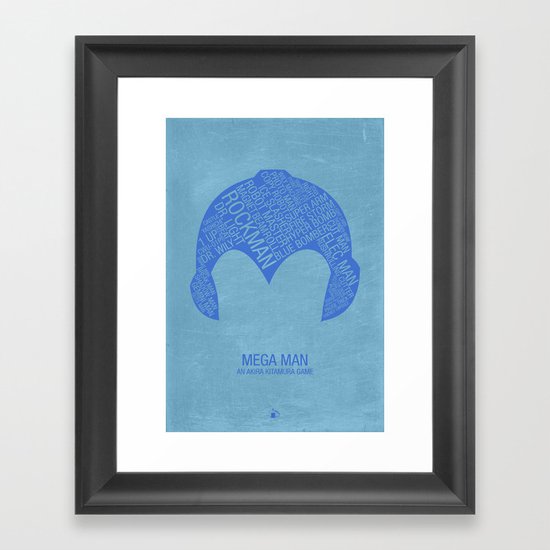 Mega Man Typography Framed Art Print