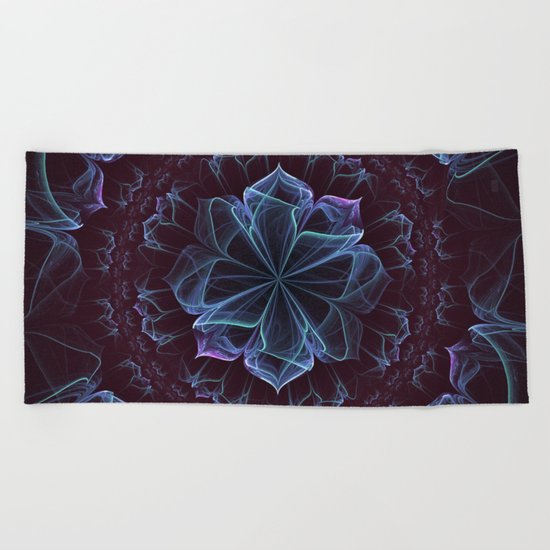 Ornate Blossom in Cool Blues Beach Towel