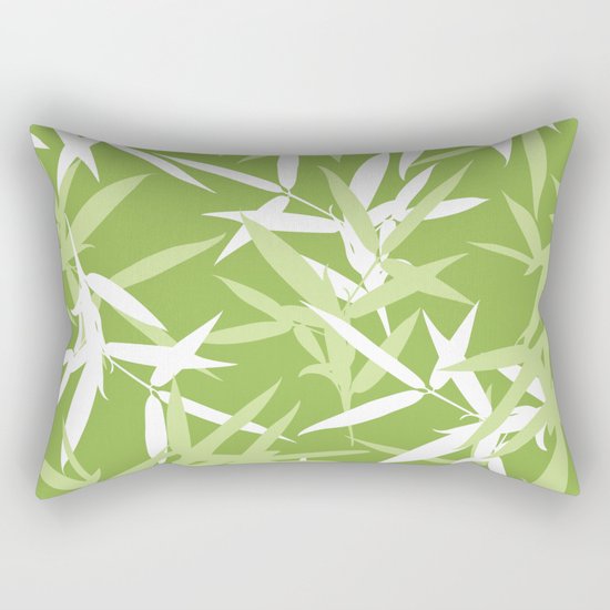 Green Bamboo Leaves Unique Pattern Rectangular Pillow