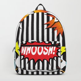 65 MCMLXV Cosplay Boom! Pow! Comicbook Speech Bubbles Striped Pattern Backpack
